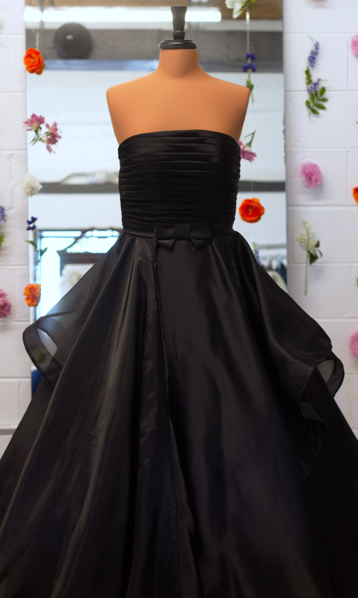 A black ballgown wedding dress.